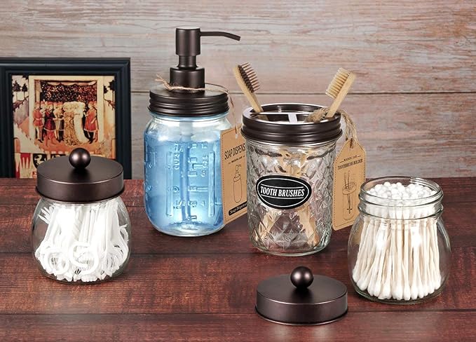Amolliar Mason Jar Bathroom Accessories Set - Image 6