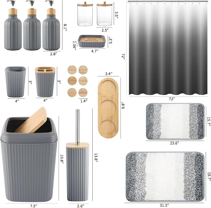 32PCS Grey Bathroom Accessories Set - Image 6