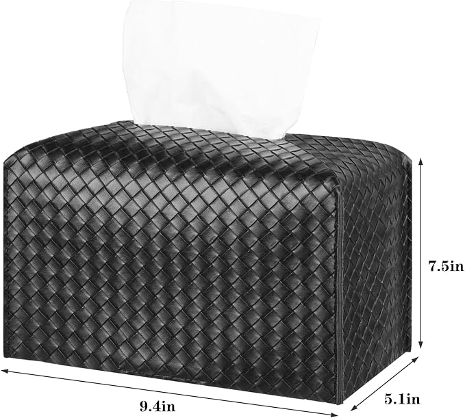 Tissue Box Cover PU Leather Tissue Holder Square Facial Tissue Case Facial - Image 2
