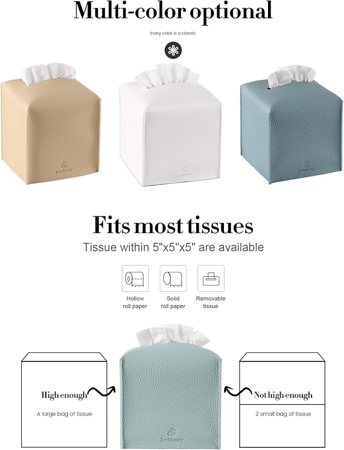 Tissue Box Cover, Jeethemy Square PU Leather Tissue Box Holder, Modern Tissue - Image 6
