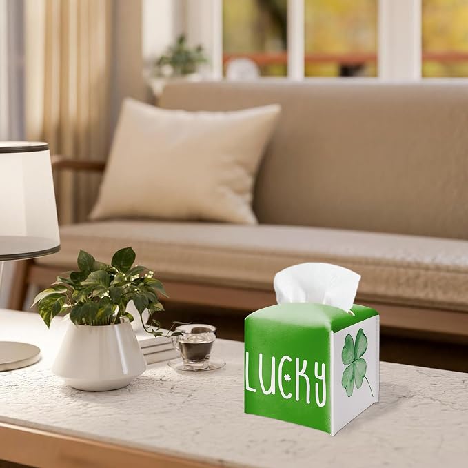 St. Patrick's Day Lucky Clover Design Tissue Box Cover - Image 4