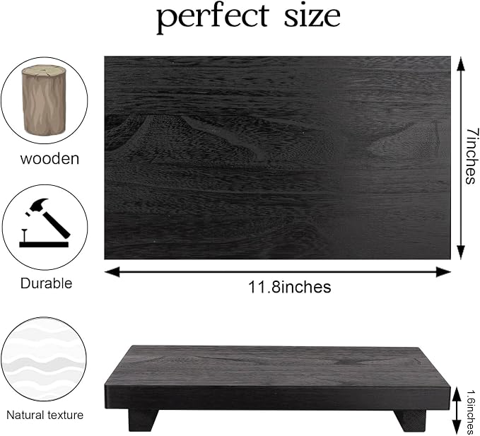 zoocatia Small Wood Tray Pedestal Stand Farmhouse Bathroom Decor Decorative - Image 3