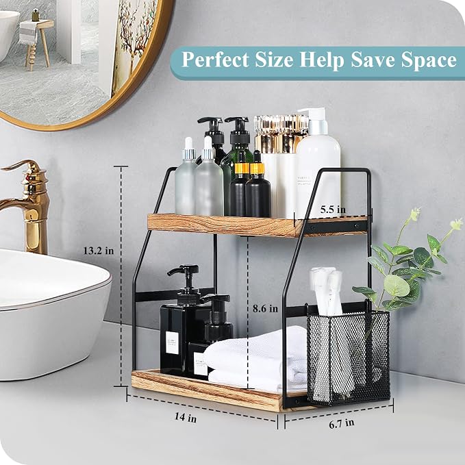 Bathroom Counter Organizer, 2-Tier Standing Storage Shelf - Image 3