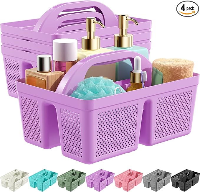 4 Pack Portable Shower Caddy, Integrated Handle, Reinforced Plastic, Organizer by Unknown