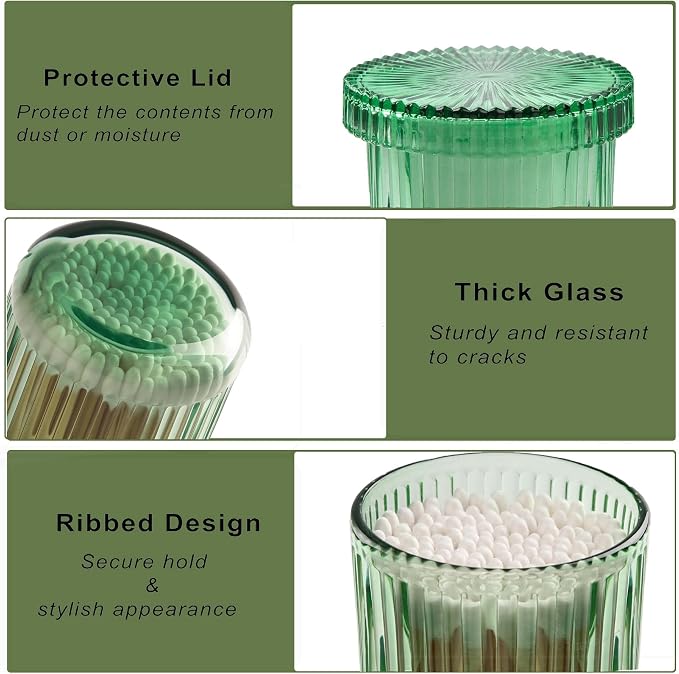 2 Pack Glass Qtip Holder Dispenser Set - Image 8