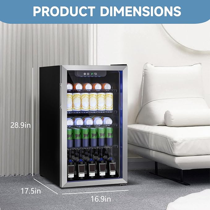 Compact Beverage Refrigerator Cooler, 105 Can/3.0 Cubic Feet Mini Fridge - Image 3