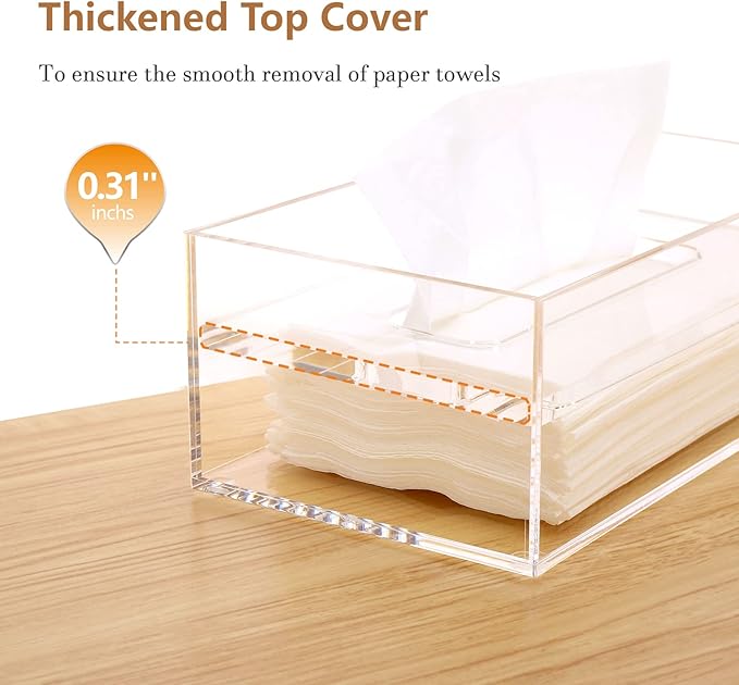 SANRUI Clear Acrylic Facial Tissue Box Cover Holder - Image 6