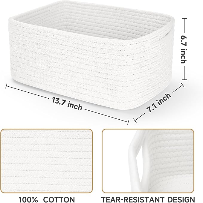 3-Pack Storage Baskets for Organizing | Woven Shelf Toy Basket | Rope Baskets - Image 2