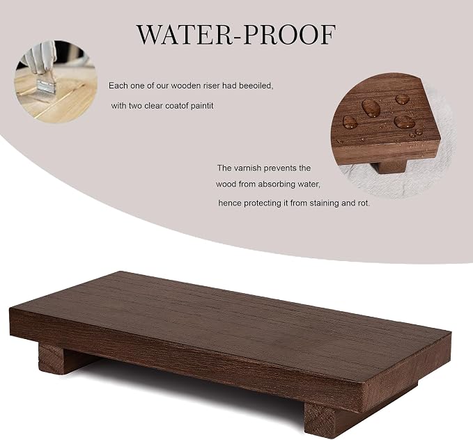 zoocatia Small Wood Tray Pedestal Stand Farmhouse Bathroom Decor Decorative - Image 3