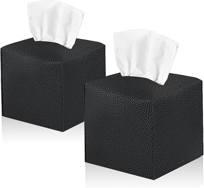 2 Pack, VIVIDLY Tissue Box Cover Holder, Square Modern PU Leather Tissue Box by VIVIDLY