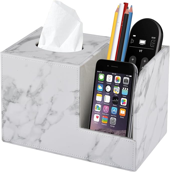 PU Leather Tissue Box Cover Square-Multifunctional Bathroom Tissue Box by XNONE