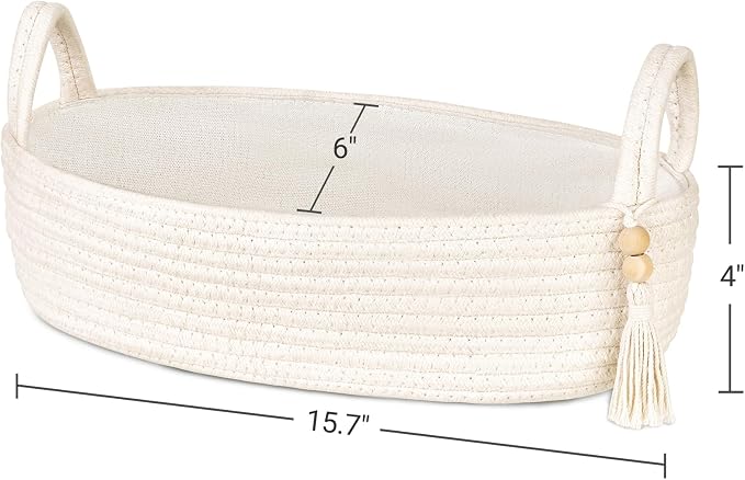 Mkono Small Storage Basket for Toilet Tank Top Boho Bathroom Decor Woven Rope - Image 5