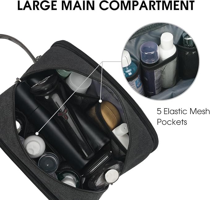 WANDF Travel Toiletry Bag for Men Large Toiletries Shaving Bag Water Resistant - Image 2
