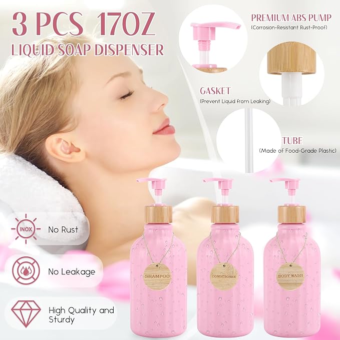 Pink Bathroom Accessories Set 17PCS Bathroom Set - Image 2