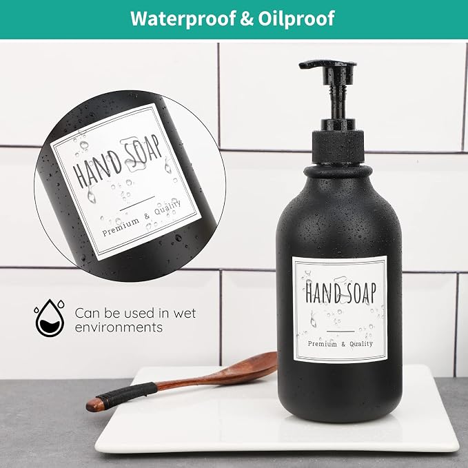 Segbeauty Bathroom Labels for Soap Dispenser, Reusable Shampoo Conditioner Hand - Image 3