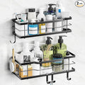 Moforoco Extra Large Shower Caddy Shelf Organizer Rack, Self Adhesive Black by MOFOROCO