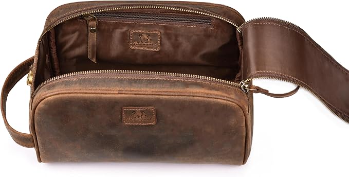 King-Size Premium Leather Toiletry Travel Pouch – Handcrafted Vintage Dopp Kit - Image 7