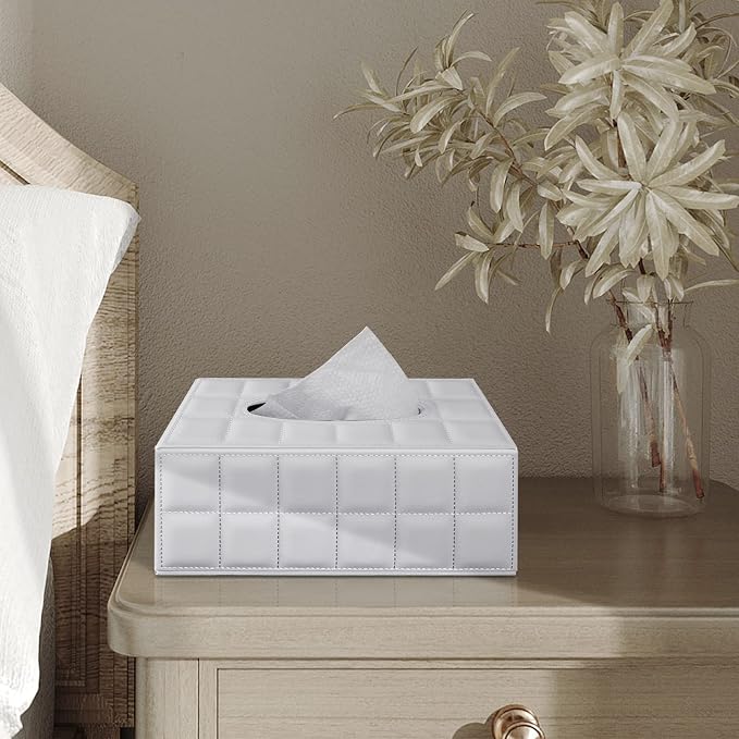 Tissue Box Cover Rectangle Tissue Box Holder PU Leather Facial Organizer - Image 5