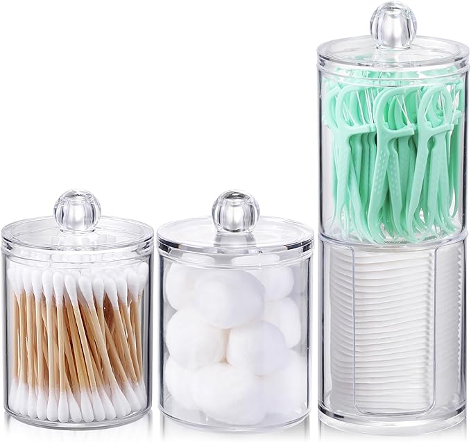 AOZITA 4 Pcs, Acrylic Qtip Holder Dispenser - Image 2