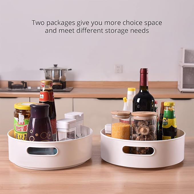 Semlos 2 Packs Lazy Susan Turntable Cupboard Organizer, Revolving Under-Sink - Image 2