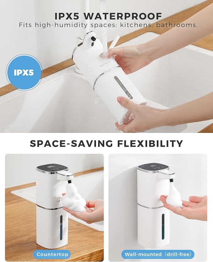 Automatic Foaming Soap Dispenser, 13.5oz/400mL, USB Rechargeable, 9-Adjustable - Image 4