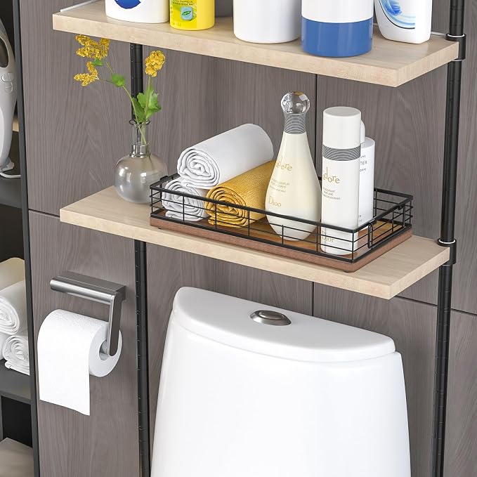 Acacia Toilet Paper Basket, 13 Inch Tank Tray Top of Toiletries Storage - Image 3