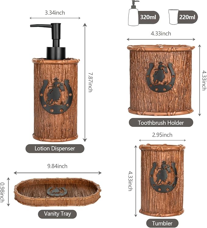 Bathroom Accessory Sets 4PCS Bathroom Accessories Set Complete Western Rustic - Image 7