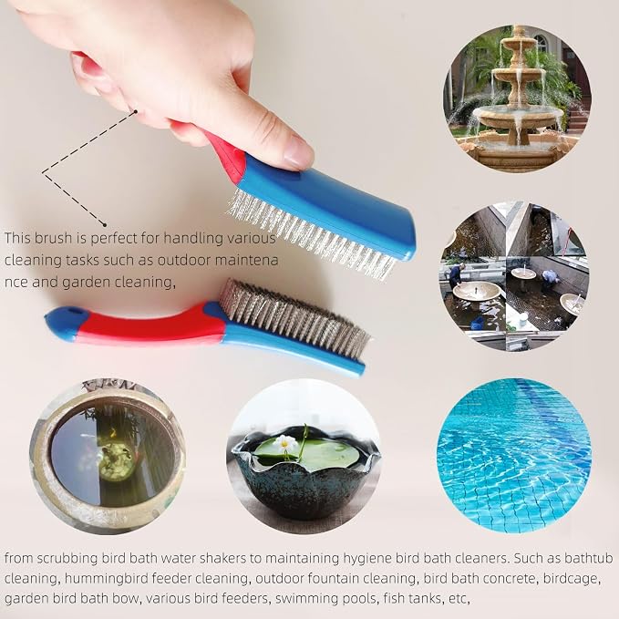 2 Pcs Bird Bath Hard Wire Brushes，Iron Out Rust Stain Remover，Bathtub Cleaning - Image 7