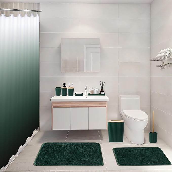 Dark Green Bathroom Accessories Set - Image 2