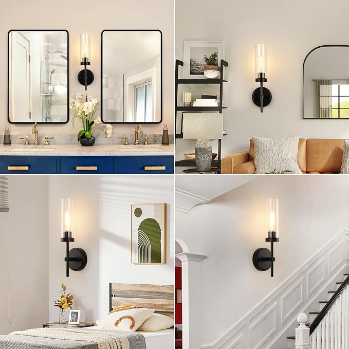 WILON Black Wall Sconces Set of 2, Bathroom Sconces Vanity Light Fixtures - Image 6