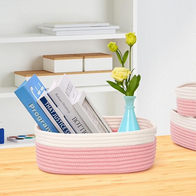 7 Piece Cotton Rope Woven Basket Set - Image 5