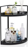 Corner Bathroom Counter Organizer, 2 Tier Wood Vanity Storage, Waterproof by CeleVista