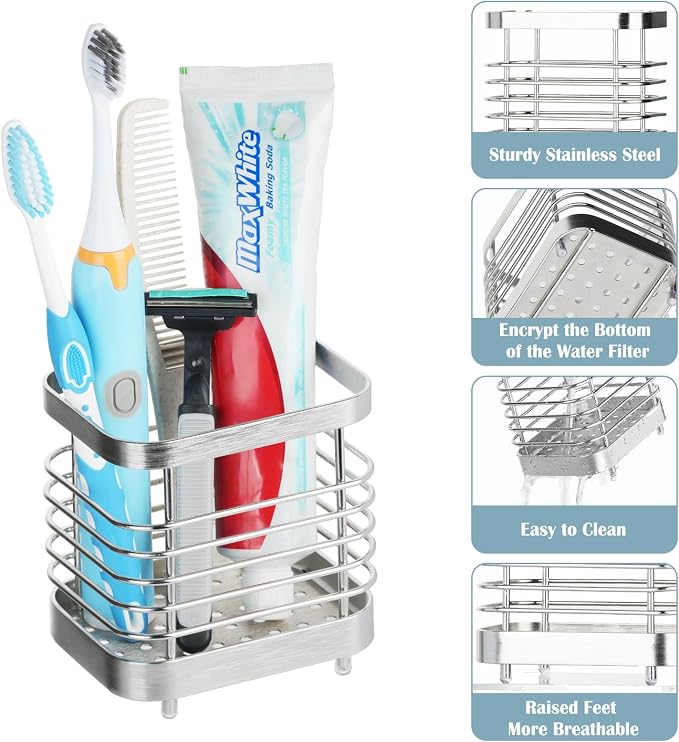 MYITYARD Toothbrush Holder for Bathroom, Stainless Steel Ventilated Electric - Image 3