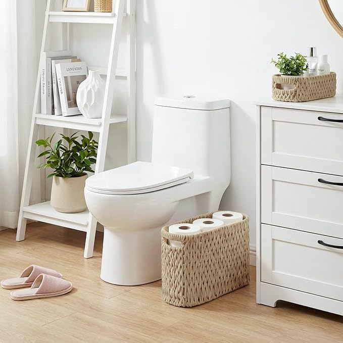 Boho Toilet Paper Storage Baskets, Cotton Rope Woven Bathroom Basket Set of 2 - Image 5