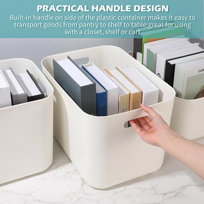 Zopeal Plastic Storage Bins 10 Pcs White Pantry Organizer Bins Small Baskets - Image 4