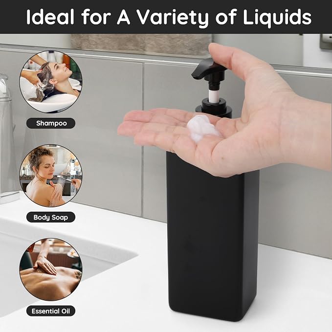Segbeauty Matte Black Soap Dispenser, 3 Pack 16.9oz Refillable Shampoo and - Image 5