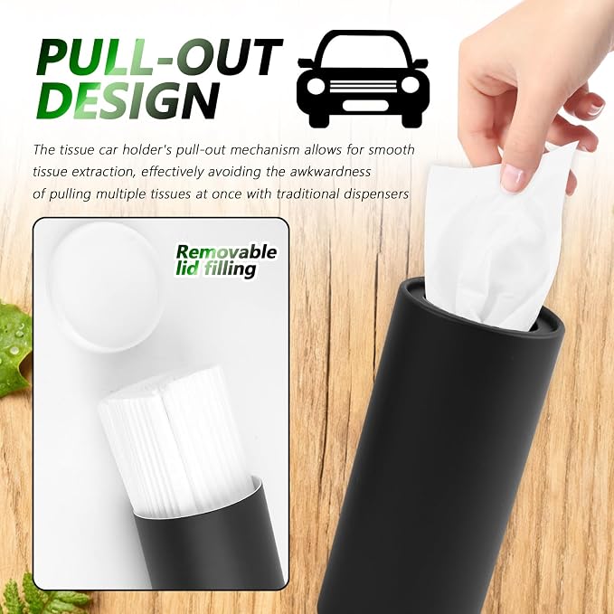 4PCS Car Tissue Holder, Pull Out Minimalist Car Tissues Cylinder - Image 5