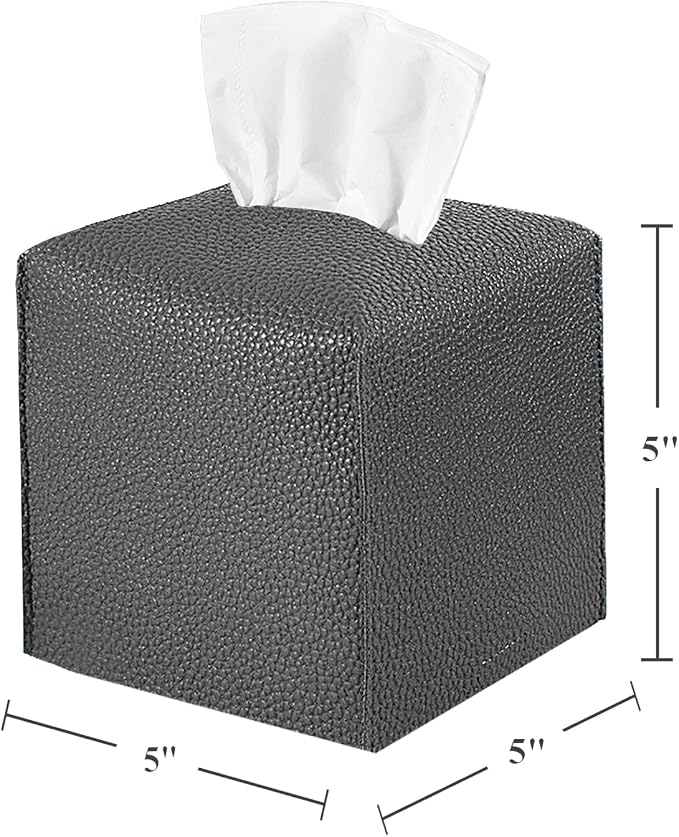 2 Pack, VIVIDLY Tissue Box Cover Holder, Square Modern PU Leather Tissue Box - Image 2