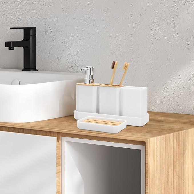FEILANDUO Bathroom Accessories Set, Soap Dispenser, Soap Dish, Toothbrush Holder - Image 3