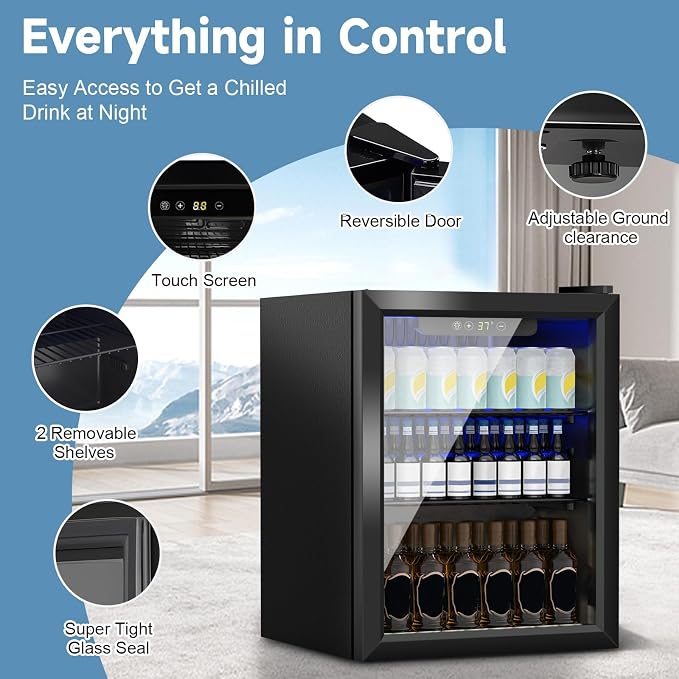 Stopasd Beverage Refrigerator Cooler, 1.7 Cu.Ft/70 Can Drink Fridge - Image 2