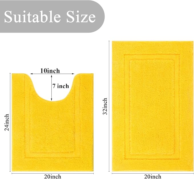 SHACOS Bathroom Toilet Rugs Set 2 Pieces Soft Absorbent Bath Rugs - Image 3