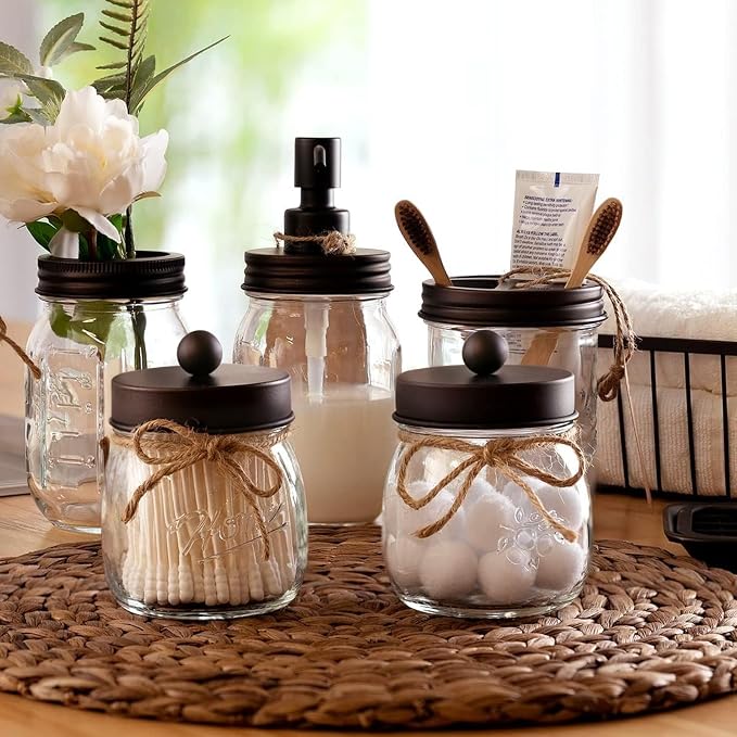 Amolliar Mason Jar Bathroom Accessories Set - Image 7