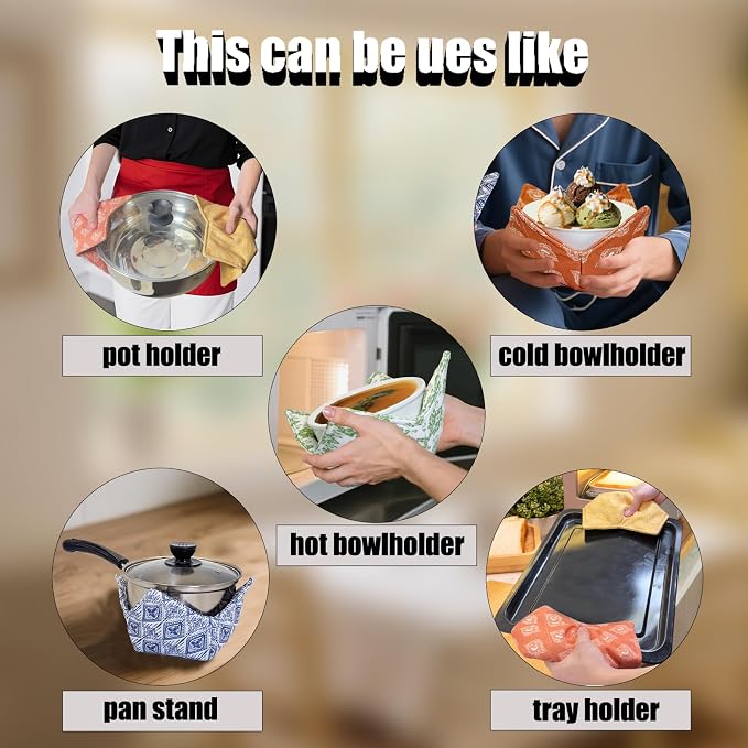 Cotton Microwavable Bowl Cozy ，Set of 6，Microwave-Safe Hot Bowl Holders - Image 5