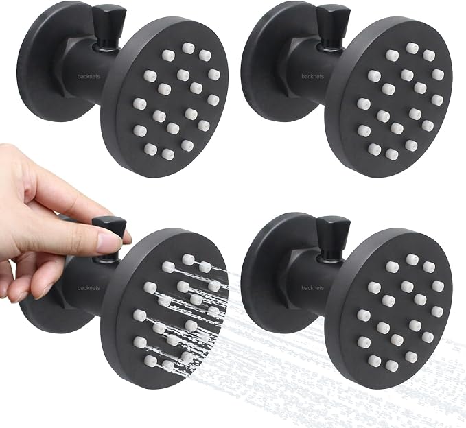 Brass Shower Body Jets with Adjustable Flow, Massage Spa Matte Black Round Body by Backnets