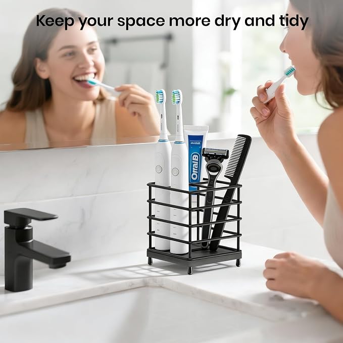 BOTEMY Toothbrush Holders with Quick Drying Mat—Black Toothbrush and Toothpaste - Image 8