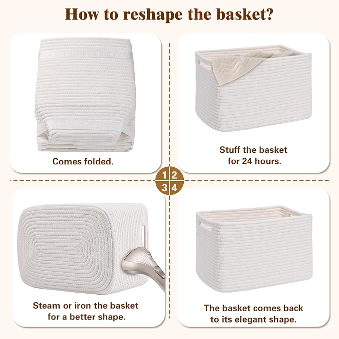 Storage Baskets for Organizing, 4 Pack Baskets for Shelves, Decorative Storage - Image 8