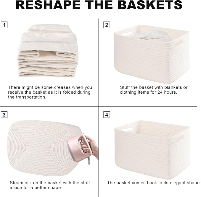 4 Pack Storage Baskets for Organizing, Woven Baskets for Shelves - Image 6