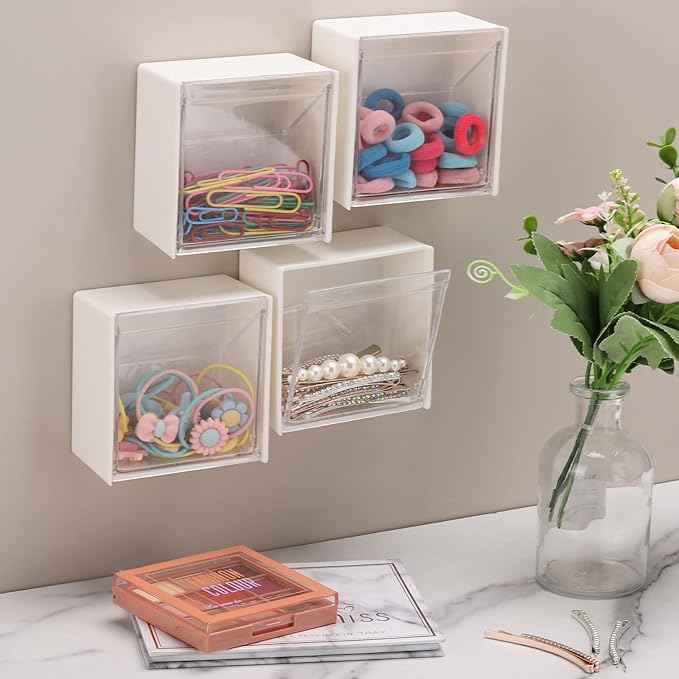 Tecbeauty 4PCS Cotton Pads Holder Dispenser, Wall Mounted Cotton Ball - Image 2