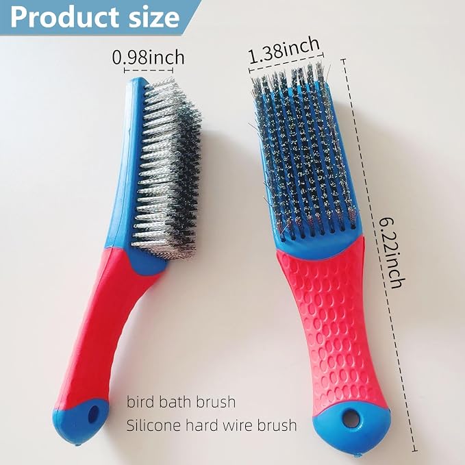2 Pcs Bird Bath Hard Wire Brushes，Iron Out Rust Stain Remover，Bathtub Cleaning - Image 2