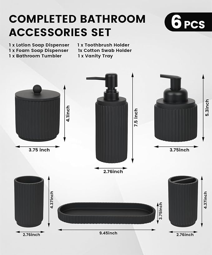 Black Bathroom Accessories Set 6 Pcs - Image 7